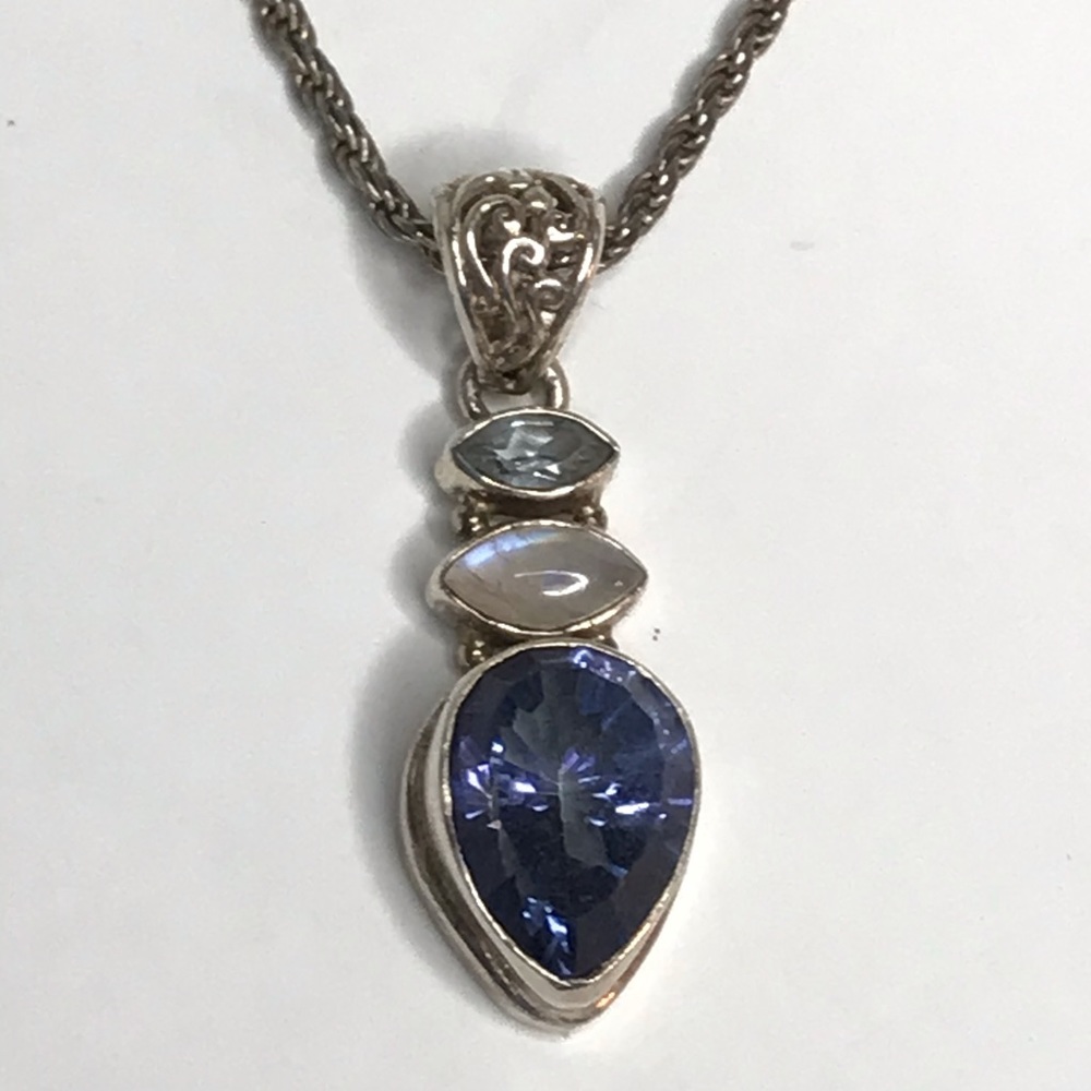 Necklace Sterling Silver 925 Semi Precious Stones